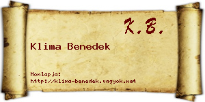 Klima Benedek névjegykártya
